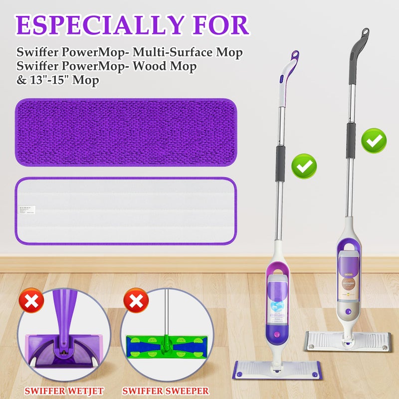 PAPCLEAN Microfiber Mop Pads for Swiffer PowerMop: Papclean Wet Dry Mopping Pads Refill Floor Cleaner - 6 Pcs Reusable Cloths for 13"" -15"" Power Mop Wood Multi-Surface Floor Cleaning - Image 2